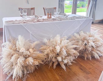 Neutral wedding pampas stand centrepieces, dried flower aisle decor, table arrangement