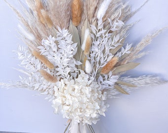 Preserved hydrangea bride bouquet, dried flower bouquet, wedding bouquet, bridal bouquet, wedding flowers, pampas bouquet, neutral bouquet