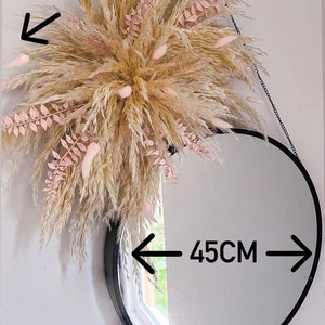 Pampas mirror flowers, Pampas logo flowers, Pampas mirror display, Pink & grey mirror flowers, wedding arch flowers, Dried flowers image 4