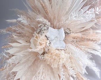 White Pampas & Dried Flower Wall Decor, Salon Pampas Mirror