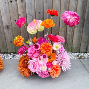 Hot Pink and Orange Artificial Arrangements - Etsy