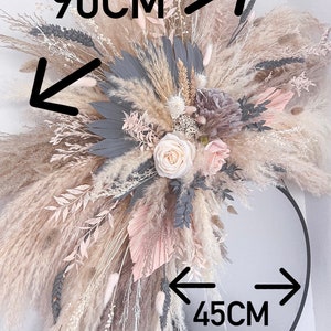 Pampas mirror flowers, Pampas logo flowers, Pampas mirror display, Pink & grey mirror flowers, wedding arch flowers, Dried flowers image 2