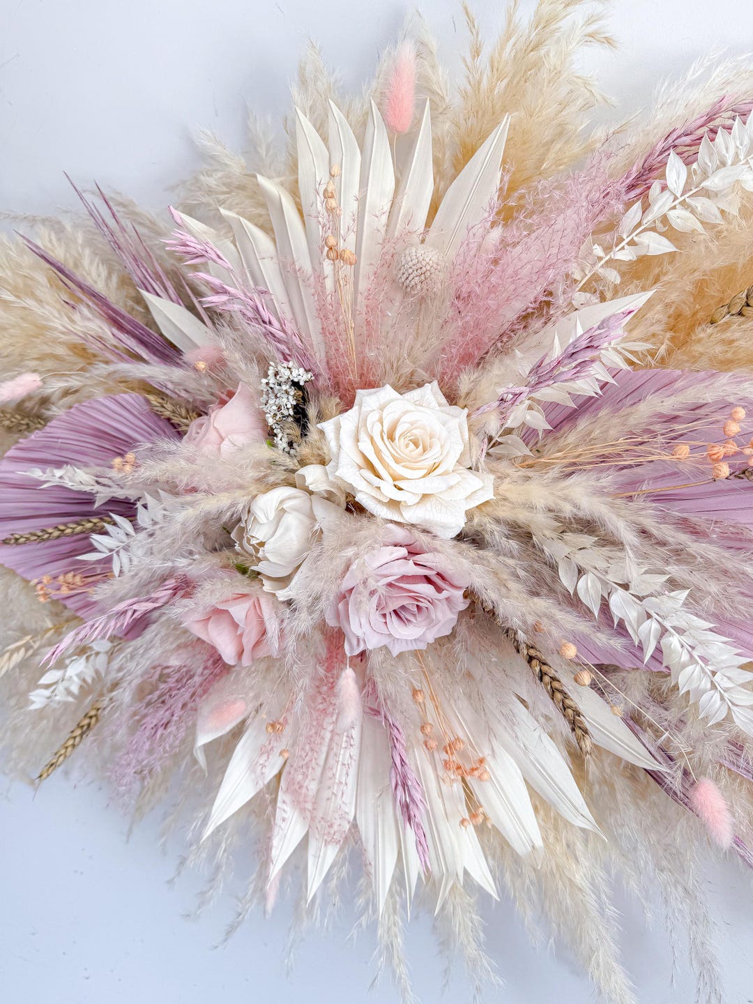 Kcvzitrds Bouquet de Roseaux Artificiels de la Pampa, Herbe de la Pampa Artificielle de 16,9 Pouces, Décoration Boho, Fleur Blanche, Facile à Utiliser