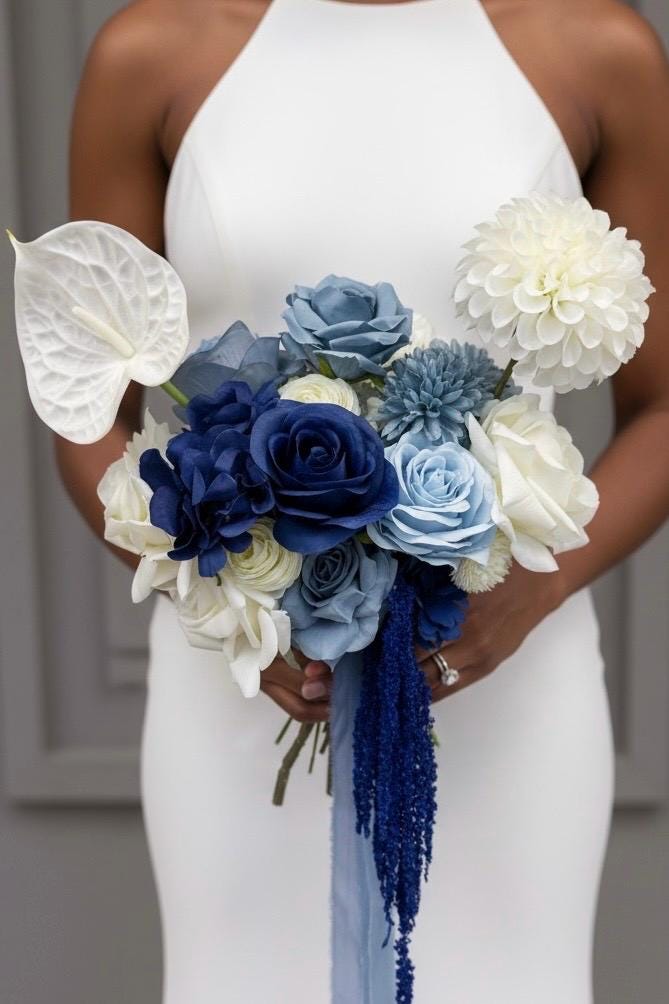 Navy Blue Artificial Bridal Bouquet