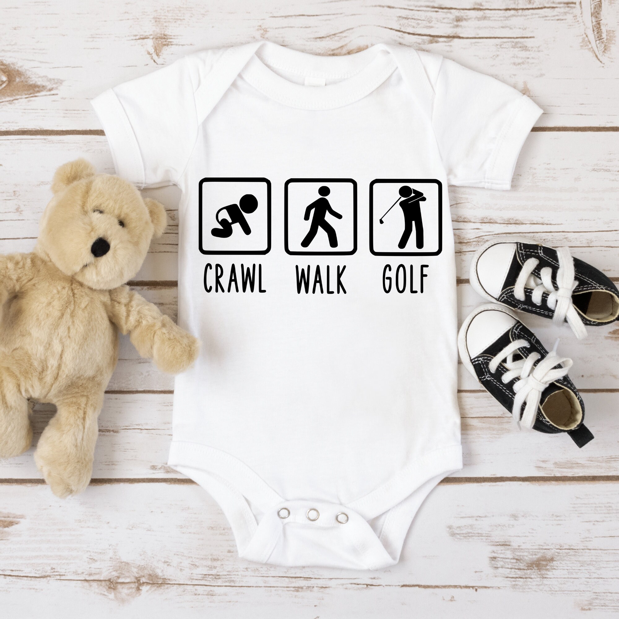 Crawl Walk Golf Baby Onesie Svg, Png, Dxf Baby Sport Onesie Baby Onesie