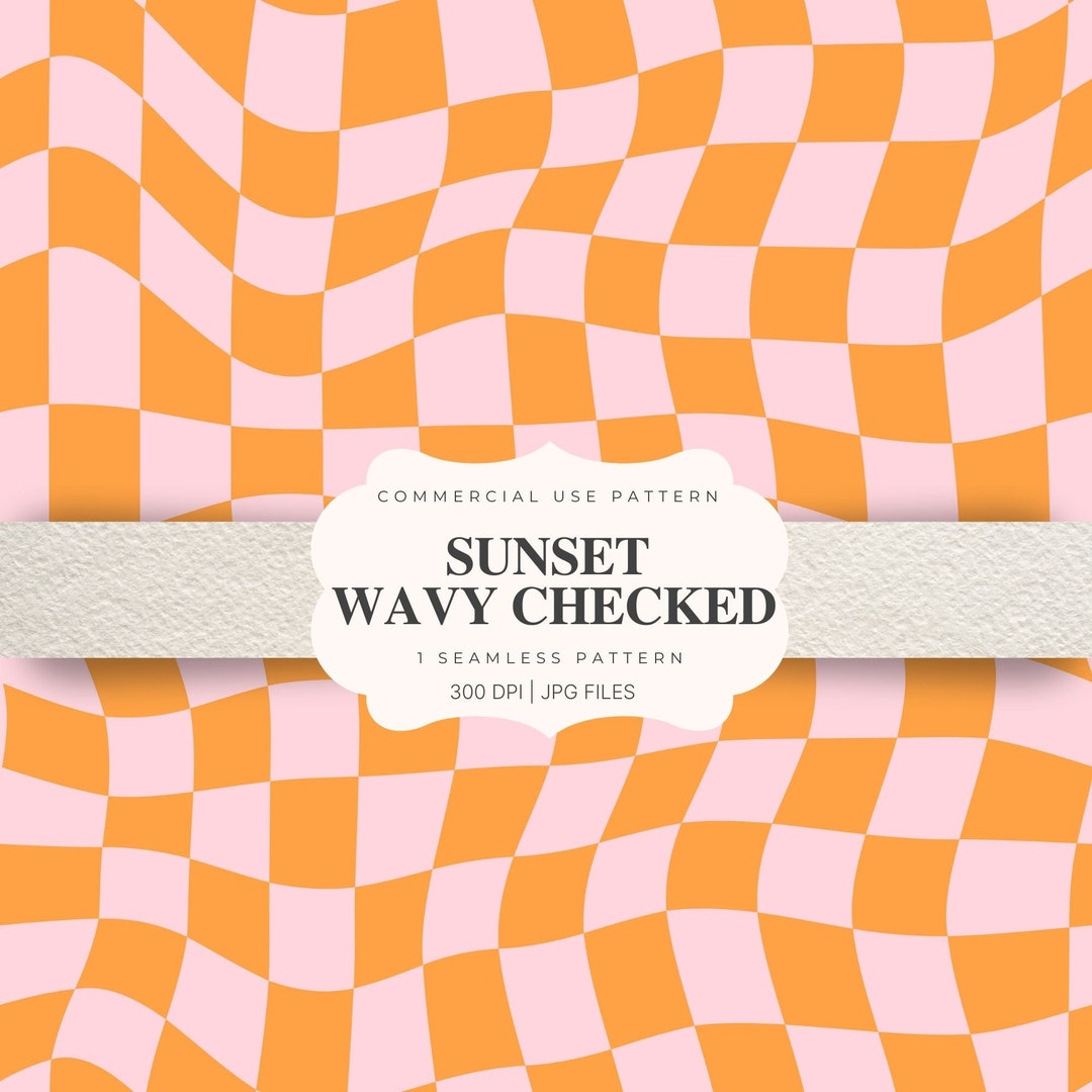Sunset Pink Orange Wavy Retro Seamless Pattern Files for Fabric ...