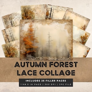 Shabby Autumn Leaves Junk Journal page Fall Vintage Ephemera Journal Digital Paper Scrapbooking Printable Collage Sheets Mix Media grunge