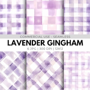 Watercolor pastel purple gingham digital paper, seamless pattern, diagonal, watercolor boho, neutral, plaid, lavender, scrapbooking