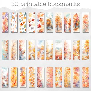 30 Fall Leaves Printable Bookmarks | Digital Download JPG Bookmark Set ...