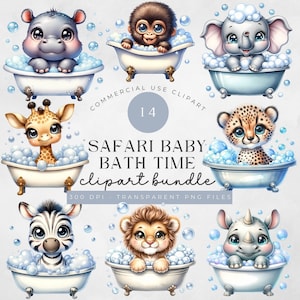 Safari in bad, safari aquarel clipart, dieren bad, aquarel douche dieren clipart, schattige dieren png, kunst aan de muur, bad png