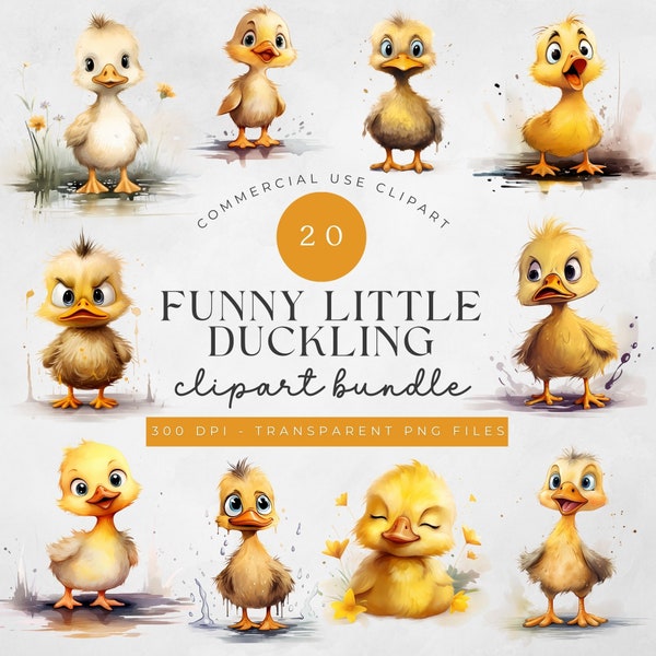 Funny Duck Clipart 20 Png, Cute Caricature Birds, Quirky Duckling Watercolor, Cartoon Duck Toy, Baby Chick Png, Digital Print Scrapbooking