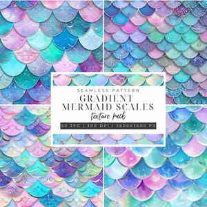 Shimmering Mermaid Scales Abstract Seamless Background, birthday invite, ocean teal pink purple gradient, Digital paper, scrapbook page