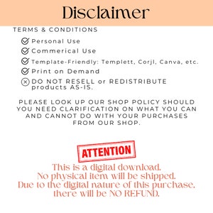 May include: A disclaimer for a digital download product. The text states that the product is a digital download and no physical item will be shipped. It also states that due to the digital nature of the purchase, there will be no refund. The text is in a red box with the word "ATTENTION" in white.