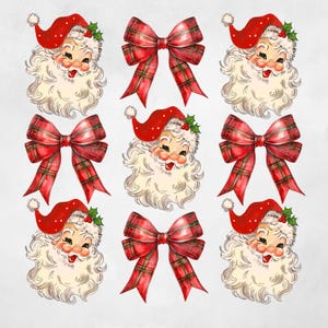 Natal Vintage Papai Noel PNG Papai Noel clipart Clip Art vermelho Xadrez Coquete Laço sublimação design Download Digital t-shirt impressão moderna