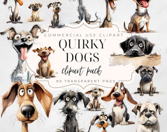 Quirky Dog Clipart: 80 Whimsical PNG Images (Commercial Use)
