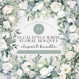 Eucalyptus PNG, Watercolor Eucalyptus Clipart Bundle, Greenery Clipart, Green Leaves, Eucalyptus floral vase, Wedding Clipart, Foliage