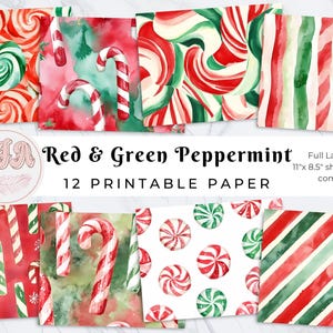 Candy Cane, Junk Journal, Printable, Paper Page, Digital Download, Scrapbook Supplies, Ephemera, Background, Craft Supply, Christmas
