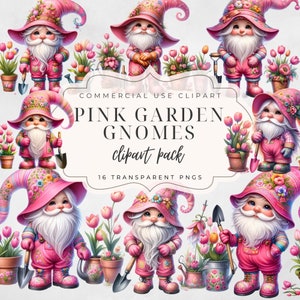 Spring Gnomes Clipart | 16 High Quality PNGs, Nursery Art | Digital Download | Card Making | Cute Gnome Clipart | Digital Paper Craft