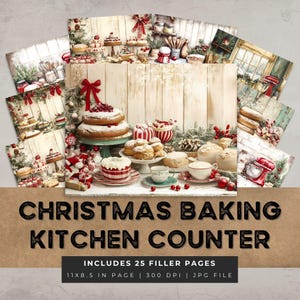 Christmas Baking Junk Journal Pages Vintage Holiday Ephemera scrapbooking printable paper  Card Making Baking Collage Sheets Commercial Use