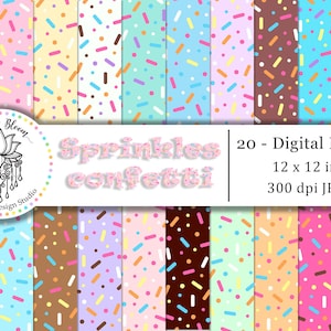 Sprinkles Confetti Digital Scrapbook Paper, digital download, commercial use, sprinkles paper pack, pastel color paper, seamless pattern