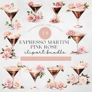 Espresso Martini Clipart, Koktajl Png, Ilustracja Napoju Clip Art, Grafika Akwarelowa, Natychmiastowe Pobieranie, Do Użytku Komercyjnego, Znak Ślubny