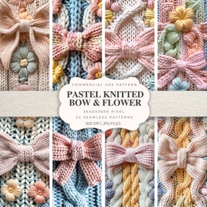 Gemütliches Pastel Strickmuster Digitales Papier Bundle, Basteln, Scrapbook, Junk Journal, digitales Papier, Bogen florales Strickmuster, 3D nahtlos