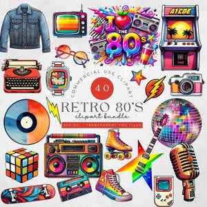 Retro 80er Jahre Clipart Totally 80's Neon 80er PNG 80er Jahre Retro Mode Neon Clipart Digital Download Sublimation Junk Journal Retro Gamer Nostalgie