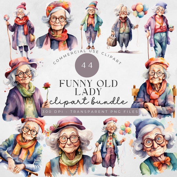 Funny Old Ladies Clipart PNG, Woman, cartoon grandmother, Cheerful Granny, little old lady, cute grandma, watercolor clipart, gigi, grammy