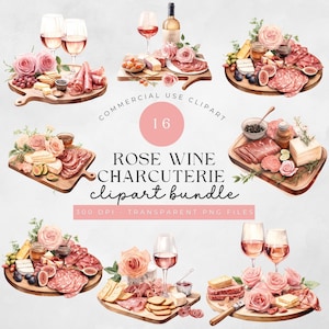 Aquarell Charcuterie Brett Clipart Bundle | Essen Clipart | Französische Kultur | Fleischbrett | Charcuterie Clipart | Aquarell Clipart