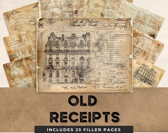 1800’s Vintage French Receipts, Letterhead, Vintage Font, Junk Journal Embellishment, Printable Retro Paper, Ephemera, Vintage Script