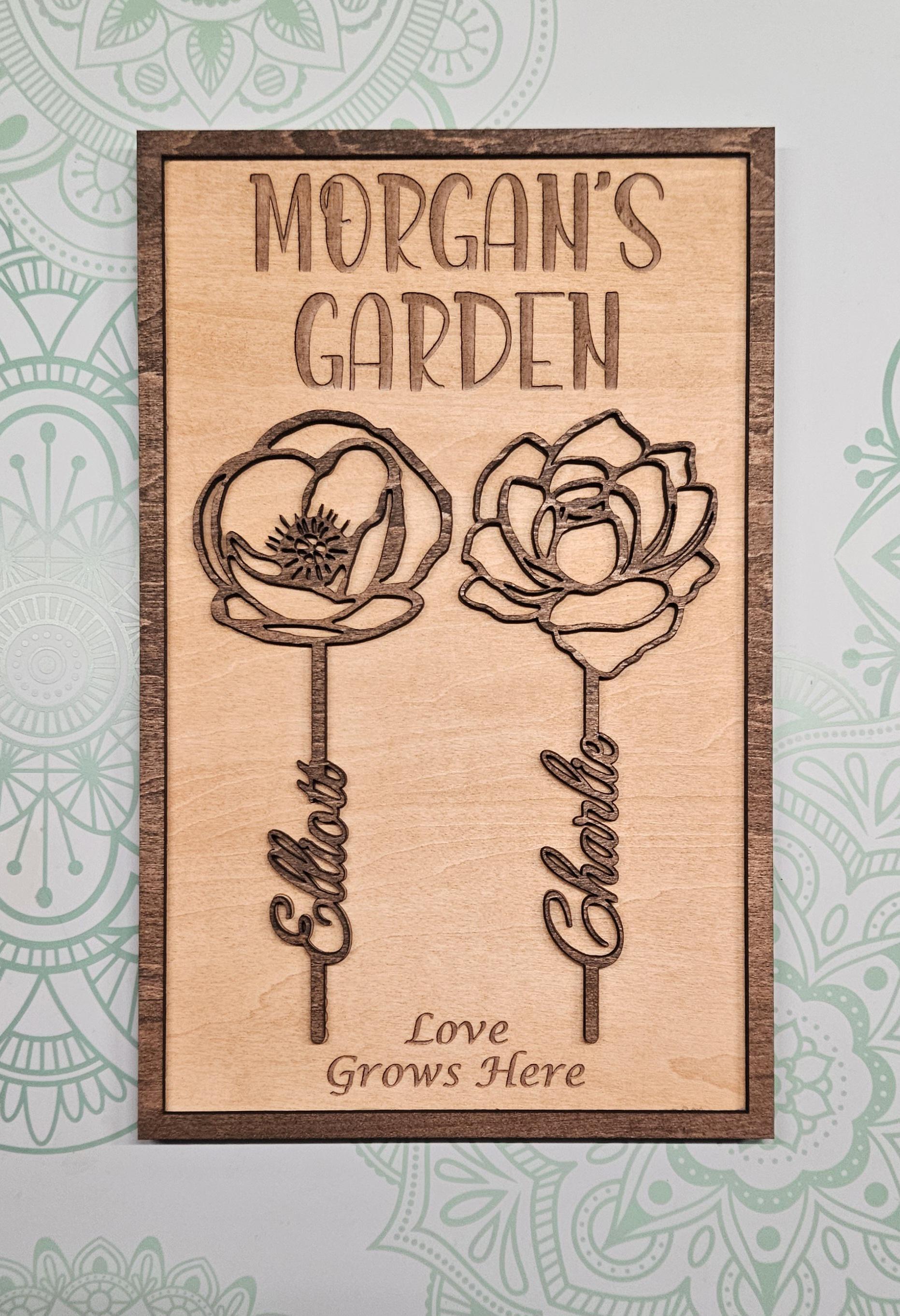 Custom Layered Wood Birth Flower Sign | Personalized Family Name Plaque ...
