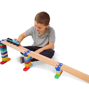 Dual Racing Track Coaster 34pcs | Brio Compatible | Thomas Track | Train Track Adapters | Wooden Track Accessories | IKEA Track Extensions