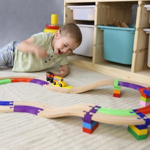 Dual Raised Railway 27pcs | Brio Compatible | Thomas Train Track | Train Track Adapters | Wooden Track Accessories | IKEA Track Extensions