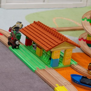 Mainline Station Wooden Railway Duplo Plate | Brio Compatible | Thomas Track | Train Track Adapters|Wooden Track Accessories | Brio | IKEA