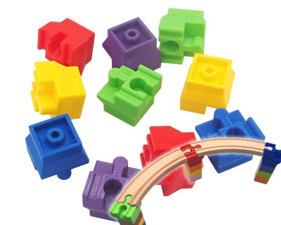 10-Pack Single Connectors For Wooden Train Track Railway | Track Adapters | Track Accessory | Track Extensions | Gifts for Grandson | Thomas