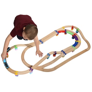 Mega Starter Set - Coaster Edition 107pc |Brio Compatible |Thomas Track |Train Track Adapters|Wooden Track Accessories|IKEA Track Extensions