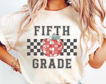 Fifth Grade Shirt, Cute Teacher Tshirt, Comfort Colors, Team Level Tee, Teacher Life T Shirt, Apple Teacher Shirt Groovy Disco Apple T-Shirt