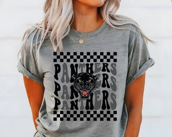 Panthers Shirt, Panthers Mascot Team T Shirt, Panthers School Pride, Retro School Spirit, Mom Tee, Teacher Tshirt, Cute Go Panthers T-Shirt