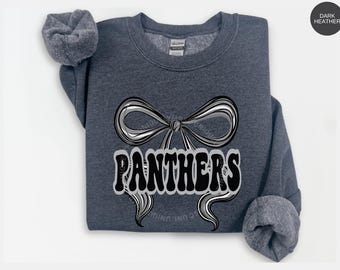 Panthers Sweatshirt, Panthers Bow Shirt, Team Mascot Tee, School Pride Sweatshirt, Mama Outfit, Fan shirt, Teacher Tee, Panther Pride Sweats