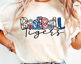 TIGERS Baseball Shirt, Game Day Tshirt, Comfort Colors, School Pride Tee, Baseball Mom Outfit, Teacher Shirt, Vintage Tigers Fan T-Shirt