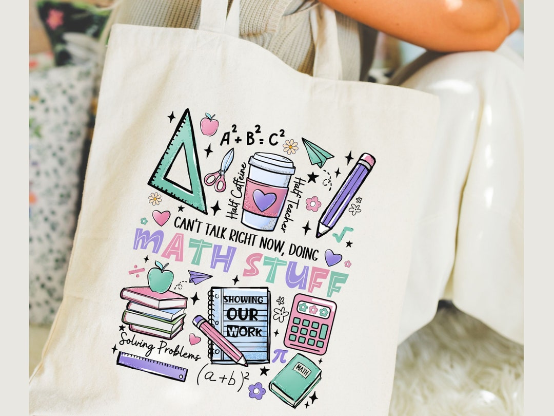 Math Teacher Tote Bag, Can't Talk Right Now, Doing Math Stuff, Retro ...