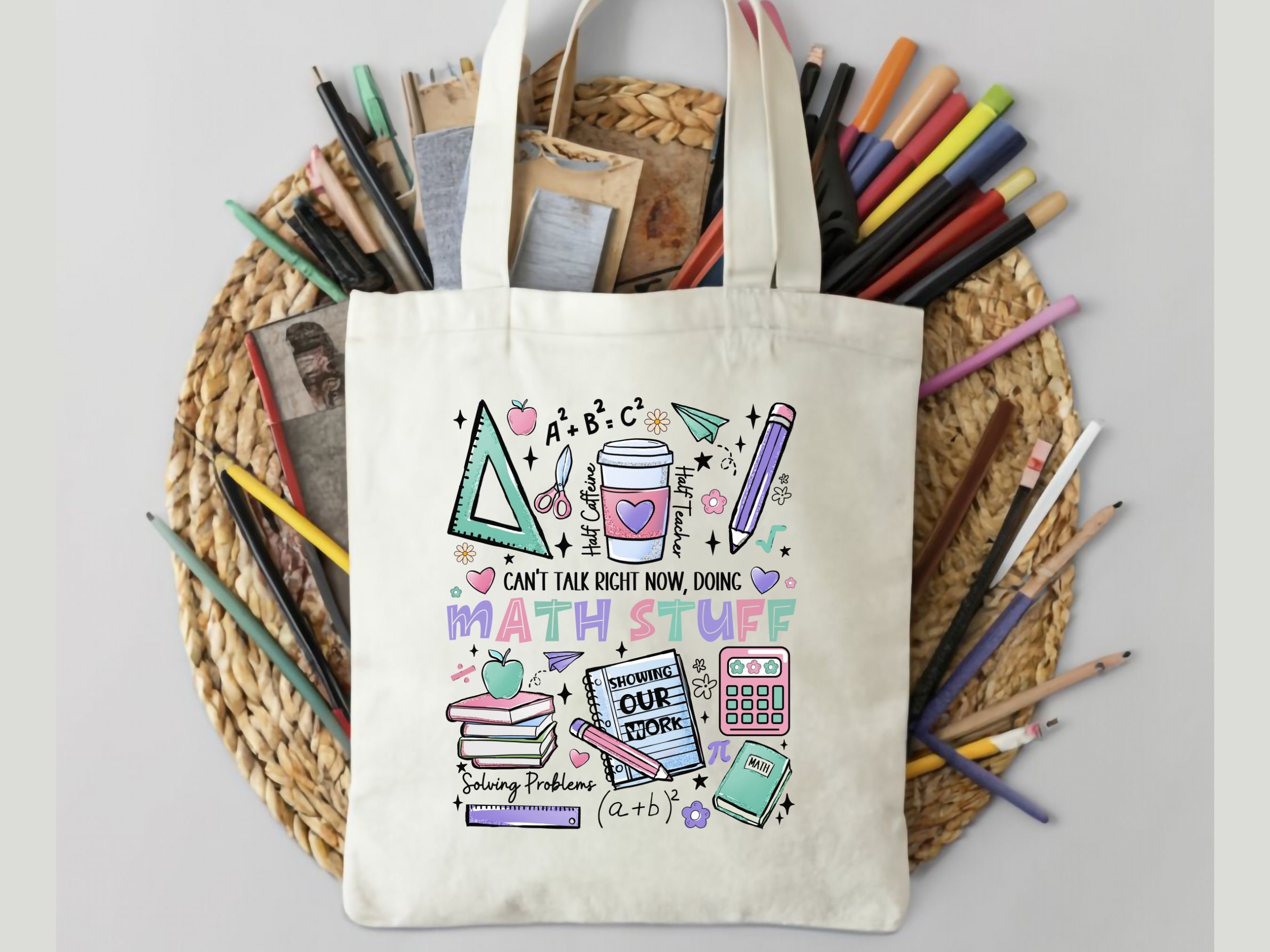 Math Teacher Tote Bag, Can't Talk Right Now, Doing Math Stuff, Retro ...