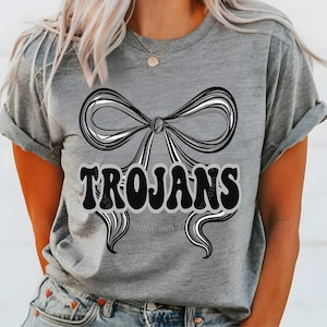 Trojans Shirt, Trojan Bow Shirt, Team Mascot Tee, Retro School Pride Tshirt, Mom Outfit, Team Fan Shirt, Teacher Tee, Trojan Pride T-Shirt
