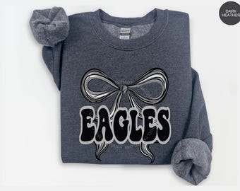 Eagles Sweatshirt, Eagles Bow shirt, Team Mascot Tee, School Pride Sweatshirt, Mama Outfit, Retro Fan shirt, Teacher Tee, Eagle Pride Sweats