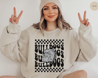 Bulldogs Sweatshirt, Team Mascot Shirt, School Pride Outfit, Retro Unisex Apparel, Parent Outfit, Teacher Shirt, Vintage School Spirit