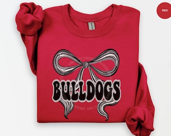 Bulldogs Sweatshirt, Bulldogs Bow Shirt, Team Mascot Tee, School Pride Sweatshirt, Mama Outfit, Retro Fan shirt, Teacher Tee, Bulldog Sweats