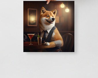 バーで飲む柴犬 - ポスター