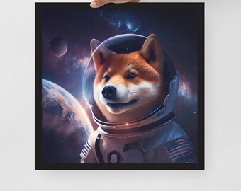 宇宙の柴犬 - 額入りポスター