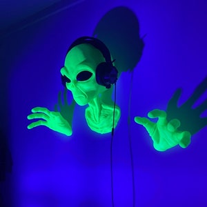 Alien Headphone Controller Stand, Accessories Hanger, Cute Spooky, Wall Hanger, Towel Holder, Video game area, Galactic Galaxy!