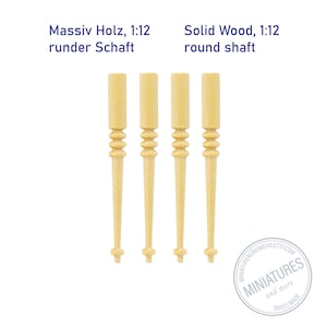 Table leg 1:12 "Elegant", round shaft, turned, Swiss handcrafted, solid wood